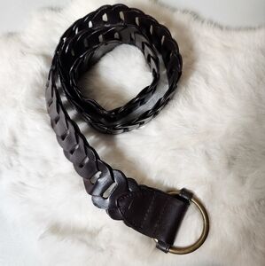 Brazilian Leather Womens Dark Brown Woven Hip Belt-Size L